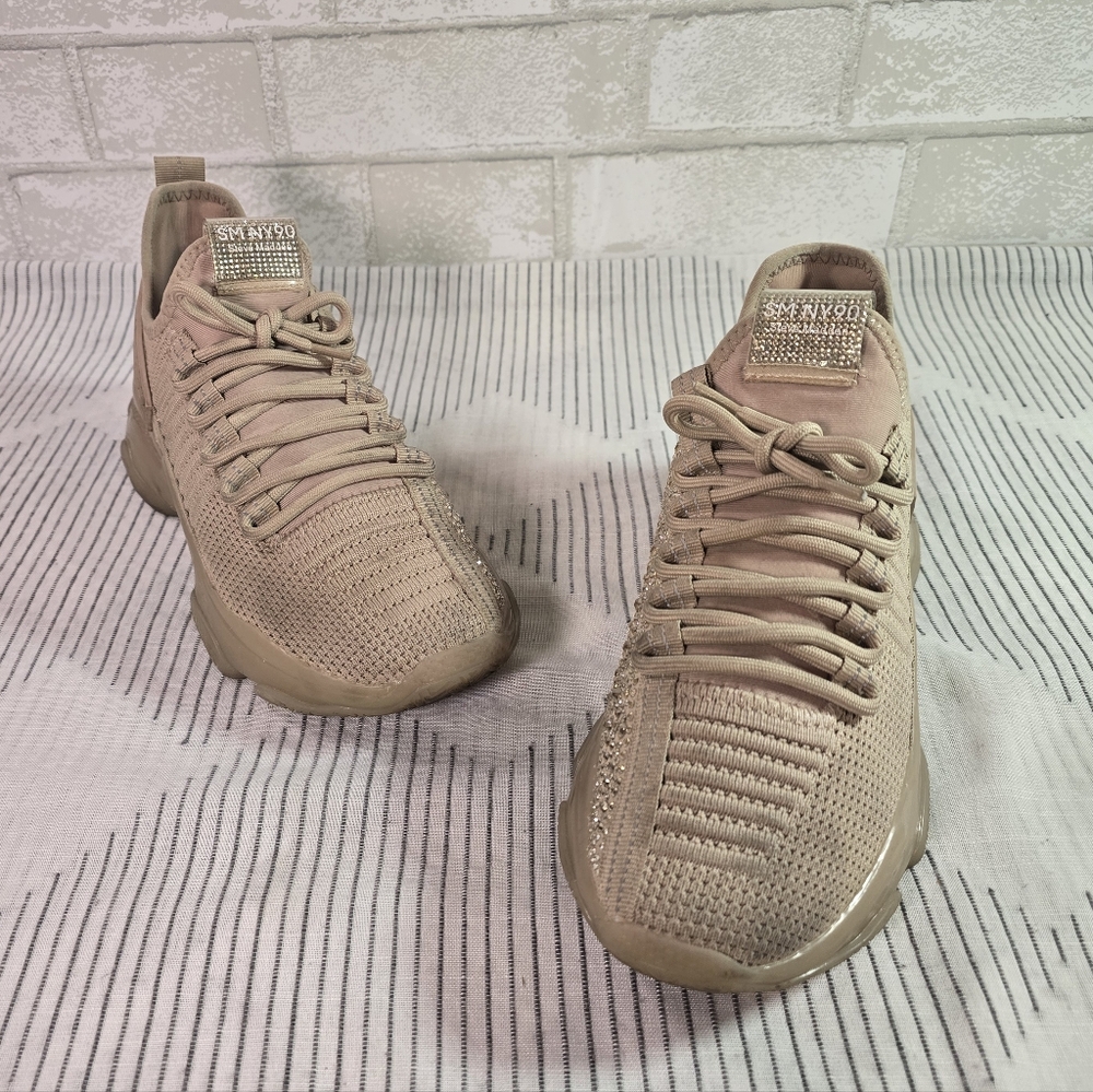 Steve Madden Women's Maxima Glam Beige Sneakers size 9 Used w/ Box